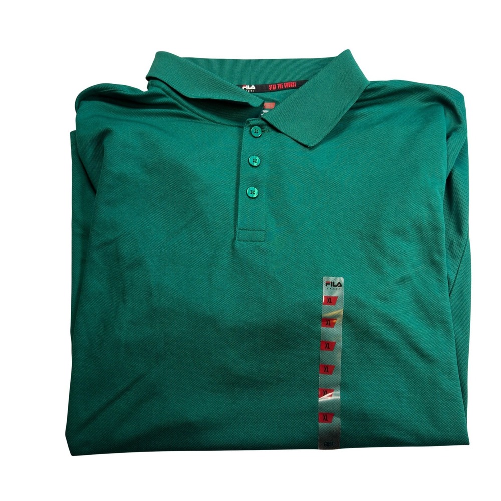 Fila Sport Golf Polo Shirt Mens XL Dark Green Polyester Wicking Athletic Fit NWT